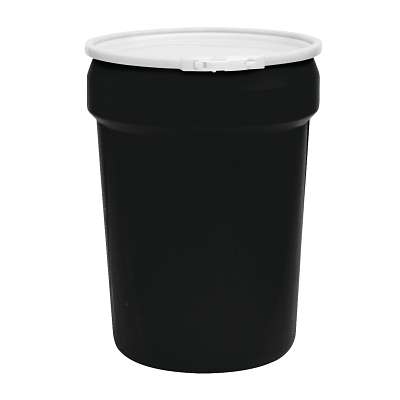 Poly Drum, Lab Pack Open-Head, Plastic Lever-Lock Lid, Black, 30 gal