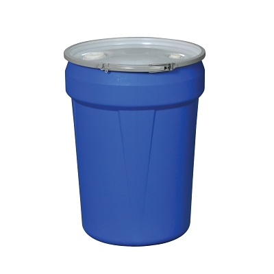 Poly Drum, Lab Pack Open-Head, Bung/Metal Lever-Lock Lid, Blue, 30 gal