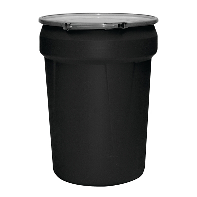 Poly Drum, Lab Pack Open-Head, Metal Lever-Lock Lid, Black, 30 gal