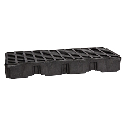 Spill Containment, 2-Drum Modular Platform, HDPE, 5000 lb, 30 gal, 51-1/2 in W  x 26-1/4 in D x 6-1/2 in H, Black, w/Drain
