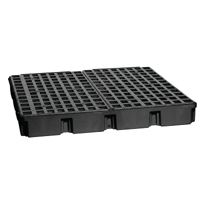 Spill Containment, 4-Drum Modular Platform, HDPE, 10000 lb, 60.5 gal, 51-1/2 in W x 51-1/2 in D x 6-1/2 in H, Black, w/Drain