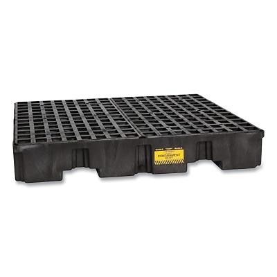 Spill Containment, 4-Drum Pallet, HDPE, 8000 lb, 66 gal, 51-1/2 in D x 51-1/2 in W x 8 in H, Black, w/Drain