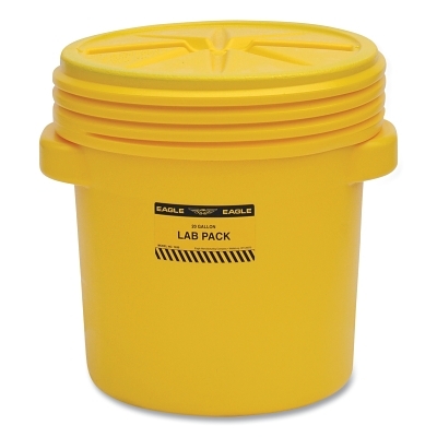 Poly Drum, Lab Pack, Screw-On Lid, Yellow, 20 gal