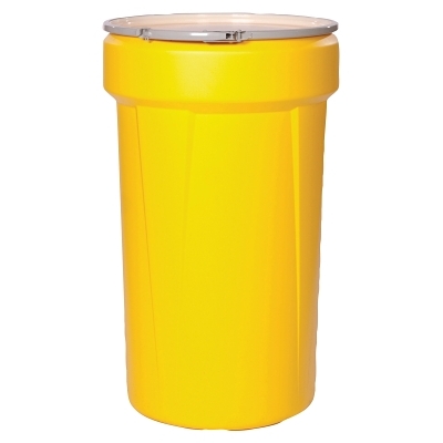 Poly Drum, Lab Pack Open-Head, Metal Lever-Lock Lid, Yellow, 55 gal