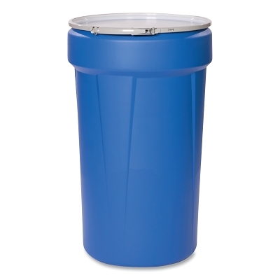 Poly Drum, Lab Pack Open-Head, Metal Lever-Lock Lid, Blue, 55 gal