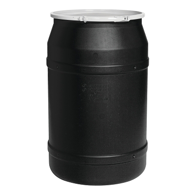 Poly Drum, Lab Pack Open-Head, Plastic Lever-Lock Lid, Black, 55 gal