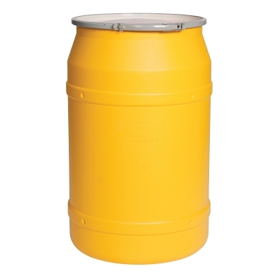 Poly Drum, Lab Pack Salvage, Metal Lever-Lock Lid, Yellow, 55 gal
