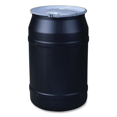 Poly Drum, Lab Pack, Bung/Metal Lever-Lock Lid, Black, 55 gal