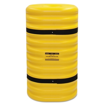 Column Protector, 6 in Square Center, 24 in W x 24 in L x 42 in H, 2-Pc w/Straps, Yellow