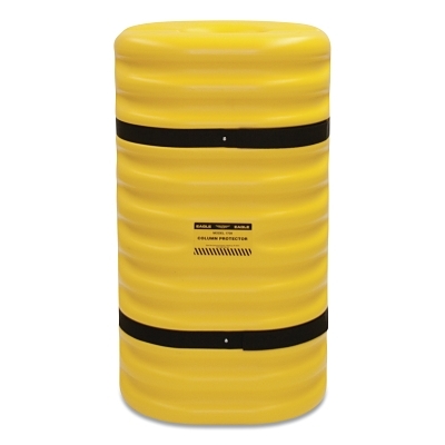 Column Protector, 8 in Square Center, 24 in W x 24 in L x 42 in H, 2-Pc w/Straps, Yellow