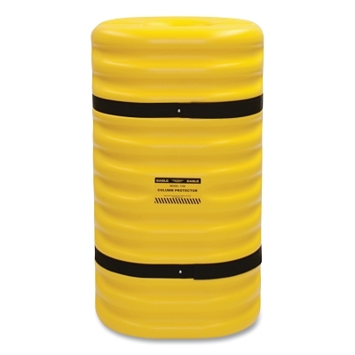Column Protector, 10 in Square Center, 24 in W x 24 in L x 42 in H, 2-Pc w/Straps, Yellow