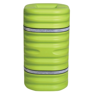 Column Protector, 10 in Square Center, 24 in W x 24 in L x 42 in H, 2-Pc w/Straps, Hi-Vis Lime