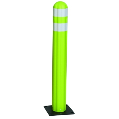 Poly Guide-Post Delineators™, HDPE, 5.75 in W x 42 in H, Lime with 3-in Reflective Tape Stripes