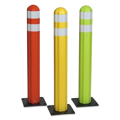 Poly Guide-Post Delineators™, HDPE, 5.75 in W x 42 in H, Orange with 3-in Reflective Tape Stripes