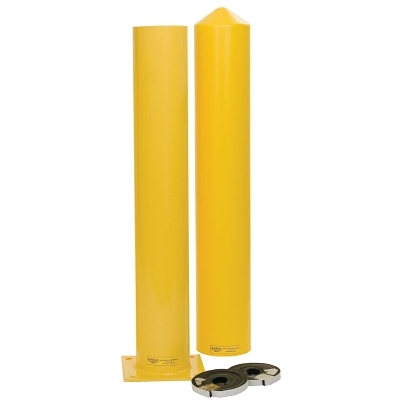 Bollard Post and Sleeve Combo, 6 in Bollard, 7 in Sleeve, Installation Kit, Yellow