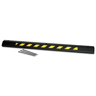 Protective Parking Stop, HDPE, 8 in W x 72 in L x 4 in H, Black with Yellow Stripes, Includes Anchor Kit