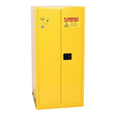 Drum Safety Cabinet, 1-Drum Vertical, Self-Close Door, 55 gal Cap, Yellow
