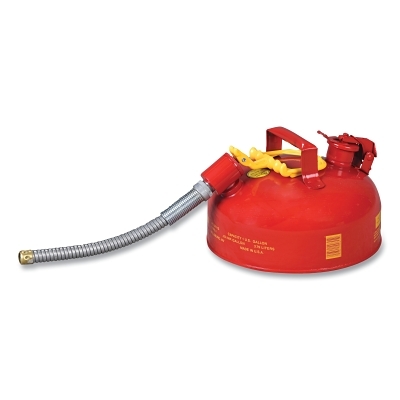 Safety Can, Type II, 1 gal, 24-ga Galvanized Steel, Flammables, Red, Includes 7/8 in Flexible Spout