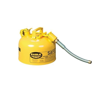 Safety Can, Type II, 2-1/2 gal, 24-ga Galvanized Steel, Diesel, Yellow, Includes 5/8 in Flexible Spout
