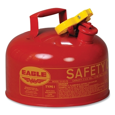 Safety Can, Type I, 2 gal, 24-ga Galvanized Steel, Flammables, Red