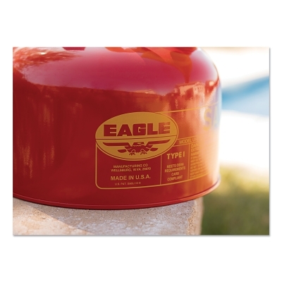 Safety Can, Type I, 2-1/2 gal, 24-ga Galvanized Steel, Flammables, Red, Includes Funnel