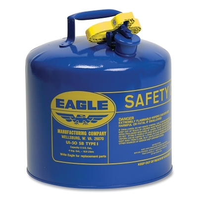Safety Can, Type I, 5 gal, 24-ga Galvanized Steel, Kerosene, Blue