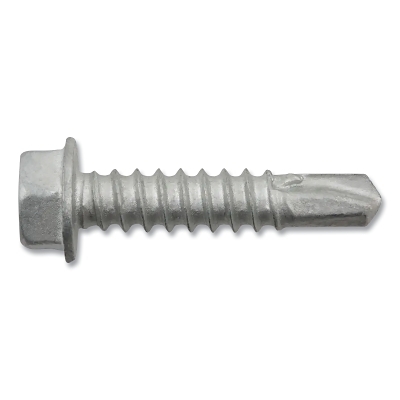 Dril-Flex® Self-Drilling Structural Screws, Hex Washer Head, #12-14 TPI, 1 in L, #3 Point Type, Stalgard SUB Finish