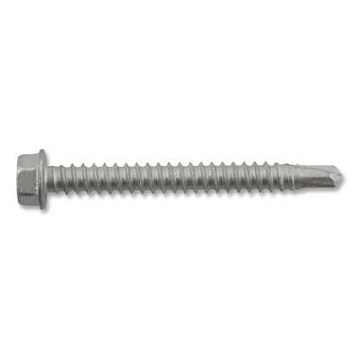 Dril-Flex® Self-Drilling Structural Screws, Hex Washer Head, #12-14 TPI, 2 in L, #3 Point Type, Stalgard SUB Finish