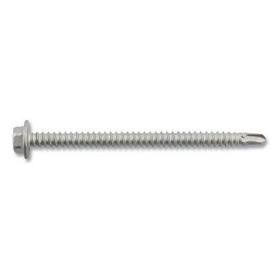 Dril-Flex® Self-Drilling Structural Screws, Hex Washer Head, #12-14 TPI, 1-3/4 in L, #5 Point Type, Stalgard SUB Finish