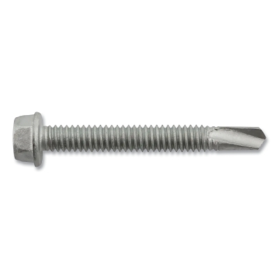 Dril-Flex® Self-Drilling Structural Screws, Hex Washer Head, 1/4 in-20 TPI, 2 in L, #4 Point Type, Stalgard SUB Finish