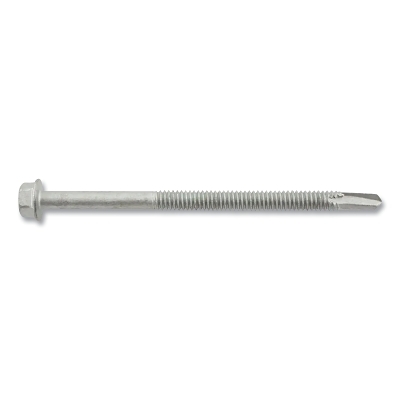 Dril-Flex® Self-Drilling Structural Screws, Hex Washer Head, 1/4 in-20 TPI, 4 in L, #4 Point Type, Stalgard SUB Finish