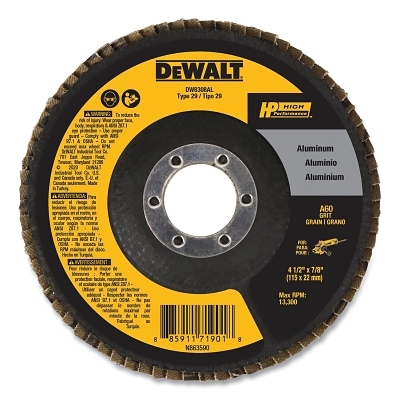 Type 29 Flap Disc, 4-1/2 in dia, 60 Grit, 7/8 in Arbor, Aluminum Oxide, 13300 RPM