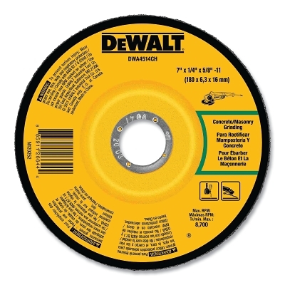 Type 27 Grinding Wheel, Concrete/Masonry, 7 in dia, 5/8 in-11, 8700 RPM, 24 Grit, 1/4 in Thick
