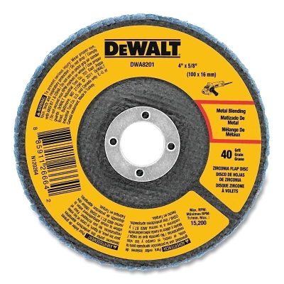 Type 29 Flap Disc, 4 in dia, 40 Grit, 5/8 in Arbor, Zirconia Alumina, 15200 RPM