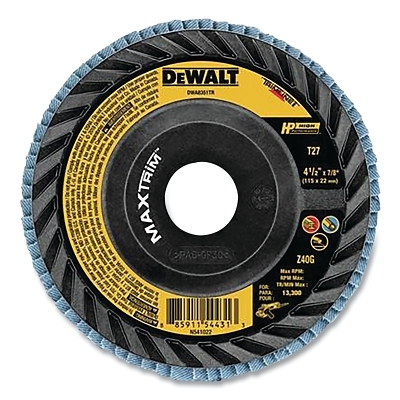 MAXTRIM™ Trimmable Flap Disc, Type 27, 4-1/2 in dia, 7/8 in Arbor, 40 Grit, Zirconia Alumina, 133000 RPM