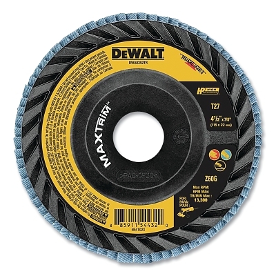 MAXTRIM™ Trimmable Flap Disc, Type 27, 4-1/2 in dia, 7/8 in Arbor, 60 Grit, Zirconia Alumina, 133000 RPM