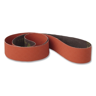 Cloth Belt, 777F, YF-Weight, 3 in W x 10-11/16 in L, 80 Grit, Ceramic Aluminum Oxide, Fabri-lok/Single-flex