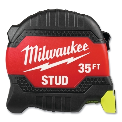 STUD™ Tape Measure, 35 ft, SAE, Two-Sided Printing, Hi-Vis Blade, Red/Black