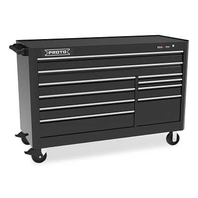 Workstation, 66 in W x 25-1/4 in D x 46 in H, 10 Drawers, Black