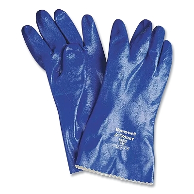 Nitri-Knit™ Supported Nitrile Gloves, Elastic Cuff, Interlock Lined, 10, Blue