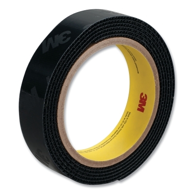 Hook Fastener SJ3519FR, Flame Resistant, 1 in W x 50 yd L, 3 mil Thick, Black