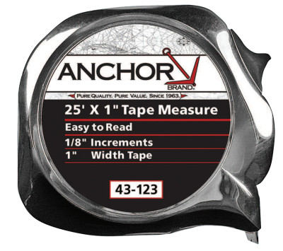 Easy to Read Tape Measure, 1 in x 25 ft, Chrome