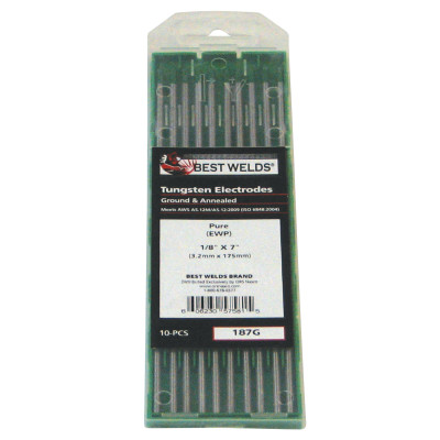 Tungsten Electrode, Pure Ground, 7 in, Size 1/8
