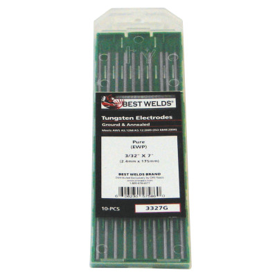 Tungsten Electrode, Pure Ground, 7 in, Size 3/32