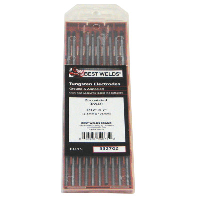 Tungsten Electrode, Zirconiated, 7 in, Size 3/32