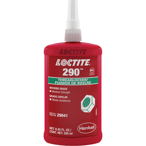 Threadlocker 290 Wicking Grade, Green, Medium-High, 250 ml, Bottle