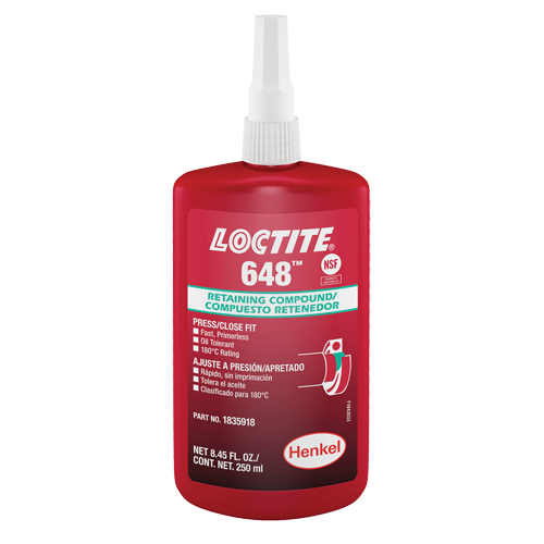 Loctite® 648 Retaining Compound, 250 ml, Bottle, Green