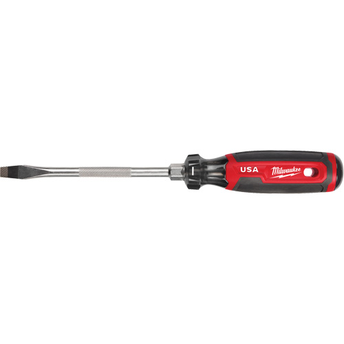 Slotted Screwdriver, 5/16" Tip, Round, 279 mm L, Cushion Grip Handle