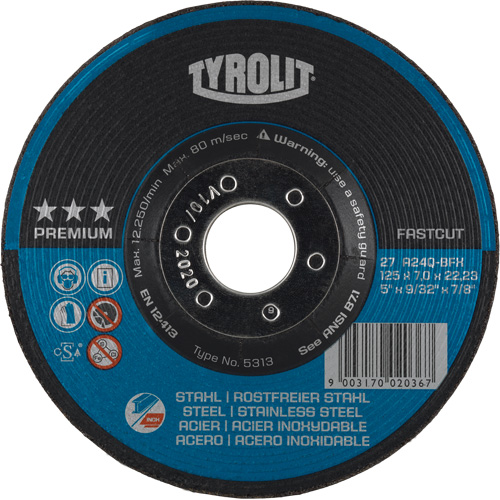 Premium 2-in-1 Grinding Wheel, 7" x 9/32", 7/8" arbor, Type 27