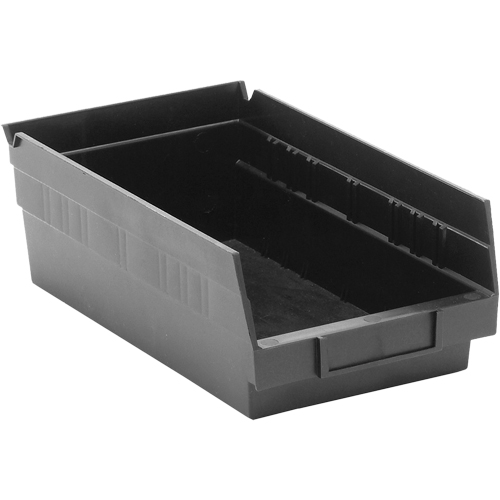 Shelf Bins, 6-5/8" W x 4" H x 11-5/8" D, Black, 30 lbs. Capacity - Plastic Shelf Bin - CC673